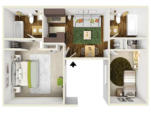 Floor plan 2BD Market