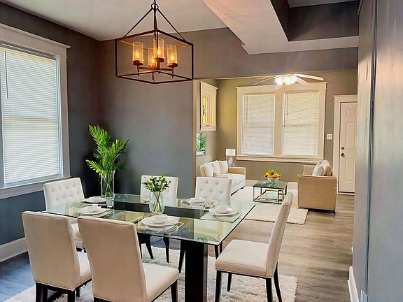 Separate living room, dining room, eat-in kitchen all available