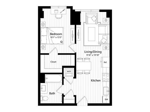 Floor plan HA8 | 1 Bed | 1 Bath