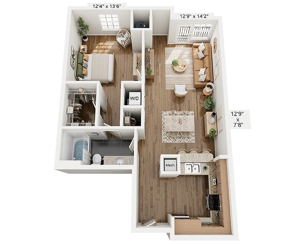Floor plan One Bedroom A1C
