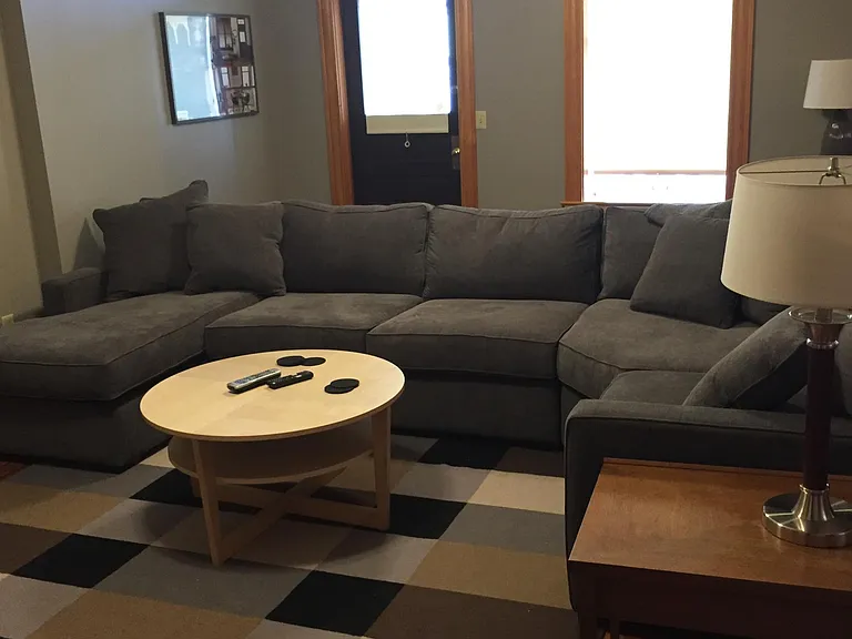 Couch, tables, and lamps all come with the living room!