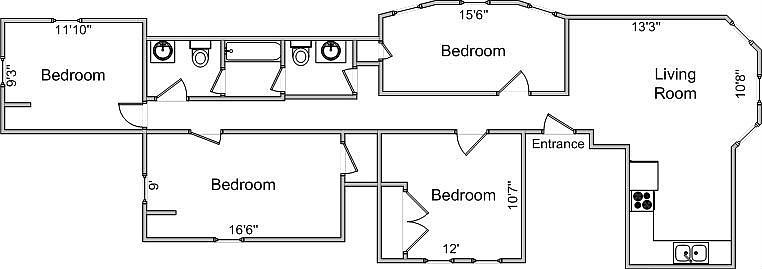 Main Floorplan For 543 W. Washington Ave. #2