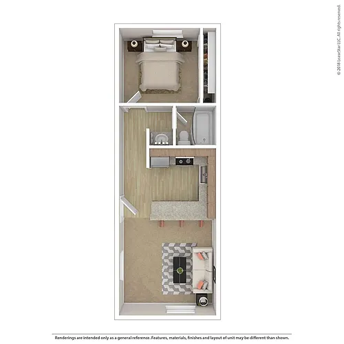 Floor plan 1 Bed 1 Bath - Phase 1