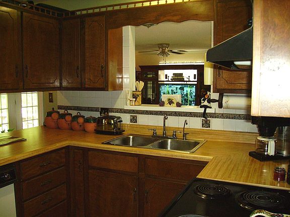 The kitchen overlooks the greatroom