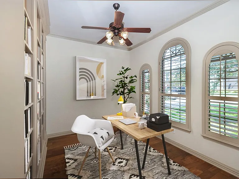 This image shows a virtually furnished space. This space comes unfurnished.