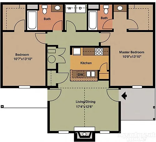 Floor plan 2 bedroom 2 bath