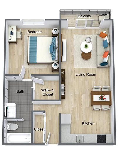 Floor plan 1 Bedroom 1 Bath