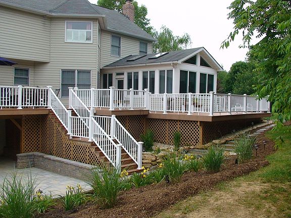 massive correctdeck and stone patio