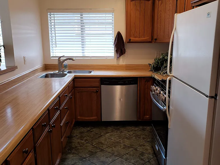Kitchen viewed from doorway.
