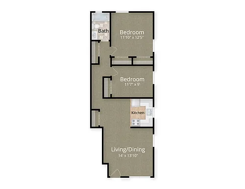 Floor plan 2 Bed x 1 Bath
