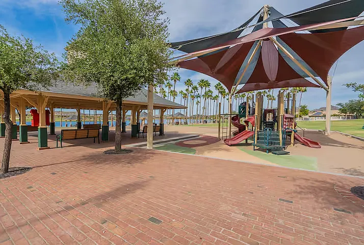 There is a playground at the South Lake.