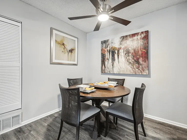 Dining area with wooden flooring