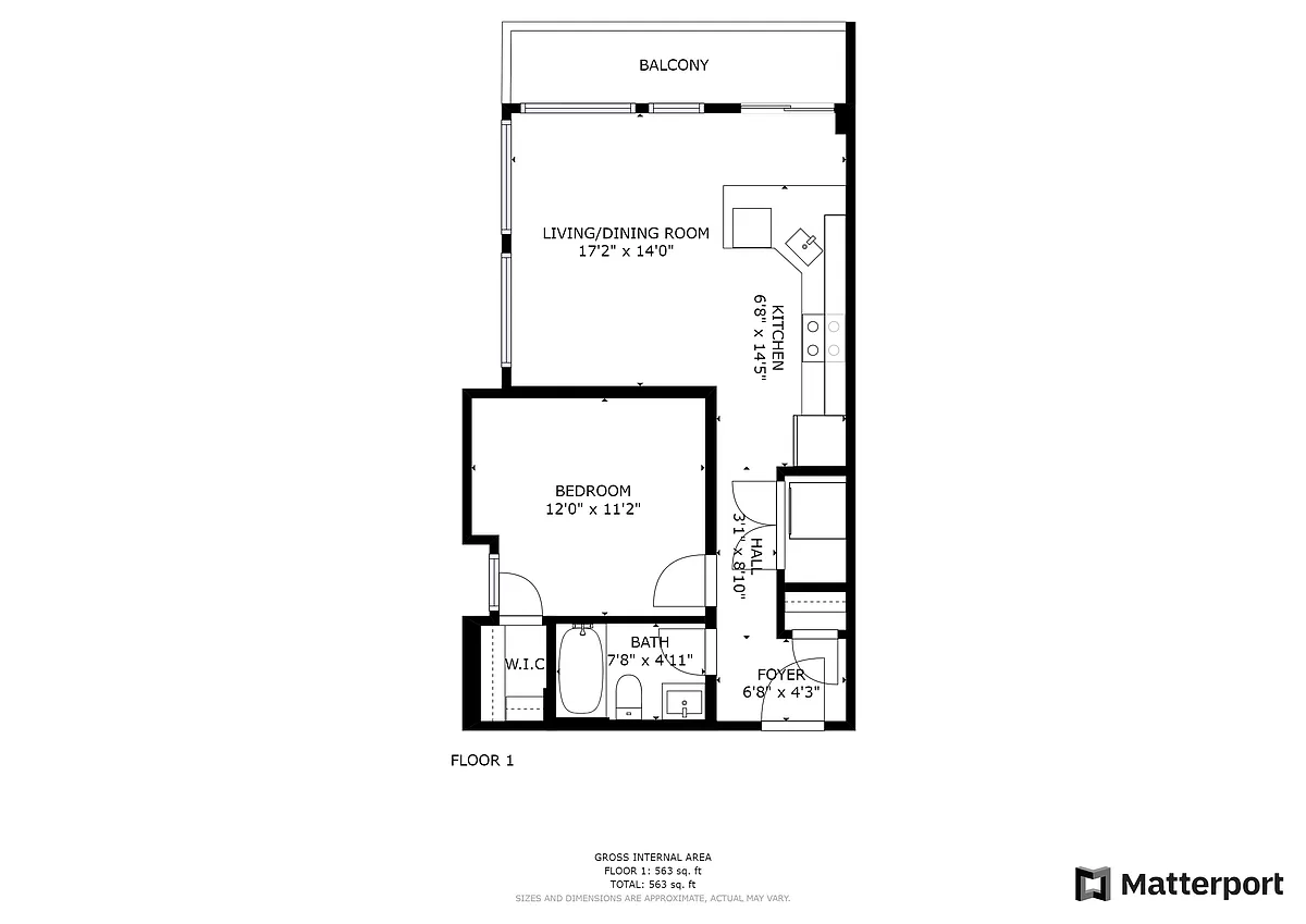 Floor plan 1227 1 Beds