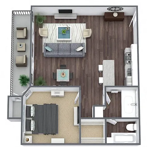Floor plan A1: 1 Bed 1 Bath