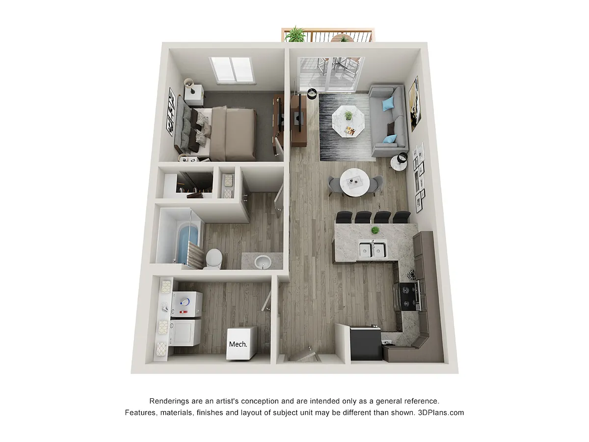 Floor plan Apartment 1 Bedroom 1 Bathroom