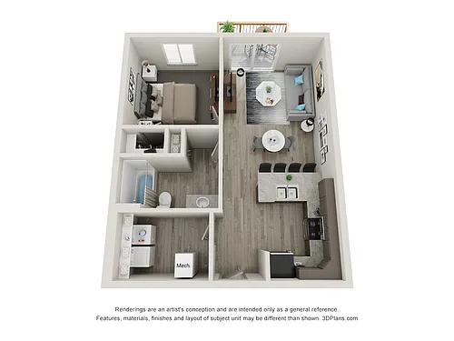 Floor plan Apartment 1 Bedroom 1 Bathroom