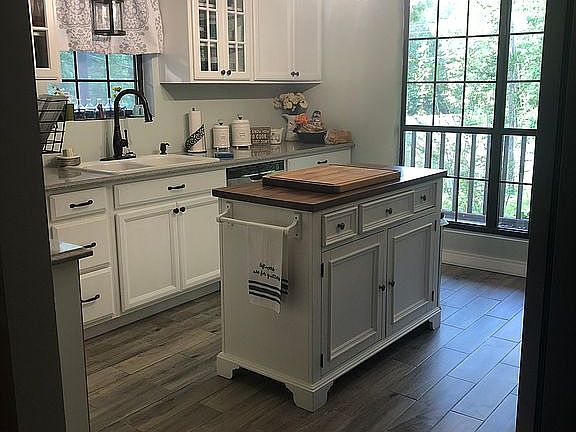 Kitchen overlooks pond 