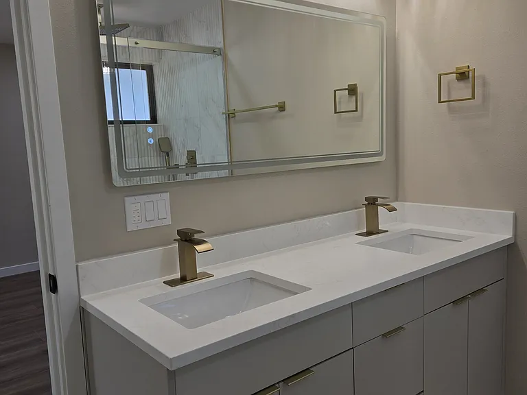Master Bathroom Double sink with LED mirror lighting