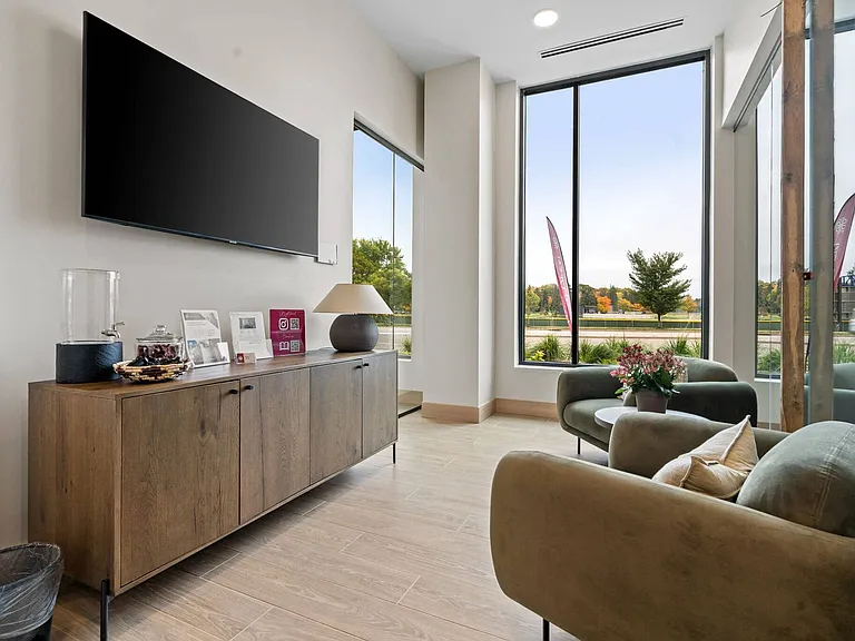 Reception area in the leasing office at The Hallon Luxury Apartments in Hopkins MN