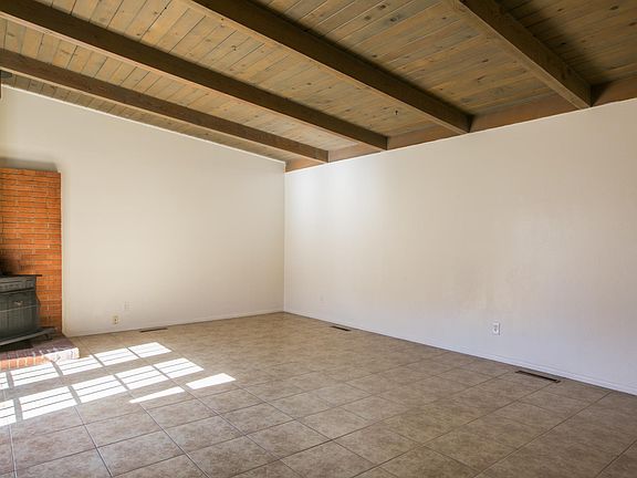 Large open living space with gas fireplace