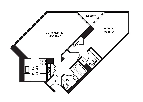Floor plan Deluxe One Bedroom