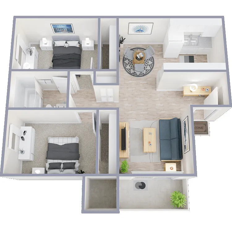 Floor plan 2 Bed 1 Bath