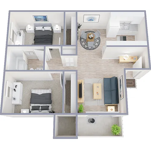 Floor plan 2 Bed 1 Bath