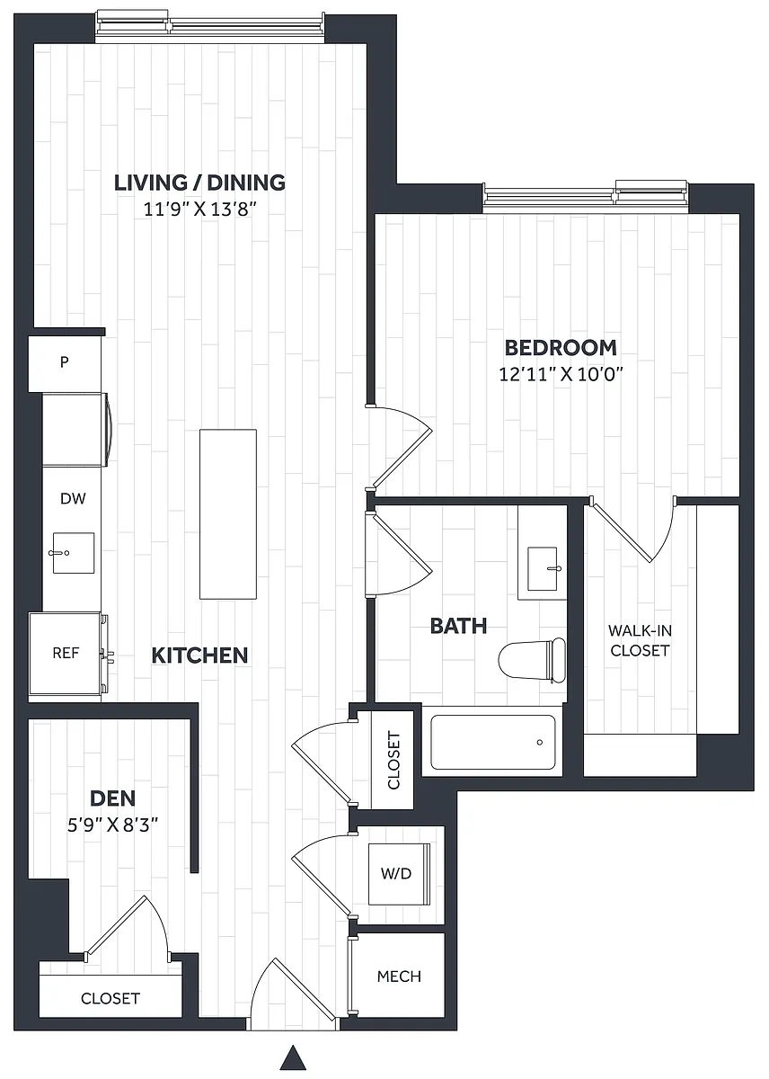 Floor plan 1 Bed/1 Bath Den - Stratos - AA03