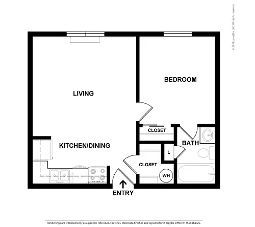 Floor plan 1 Bedroom Garden - Colony Terrace I Elderly C