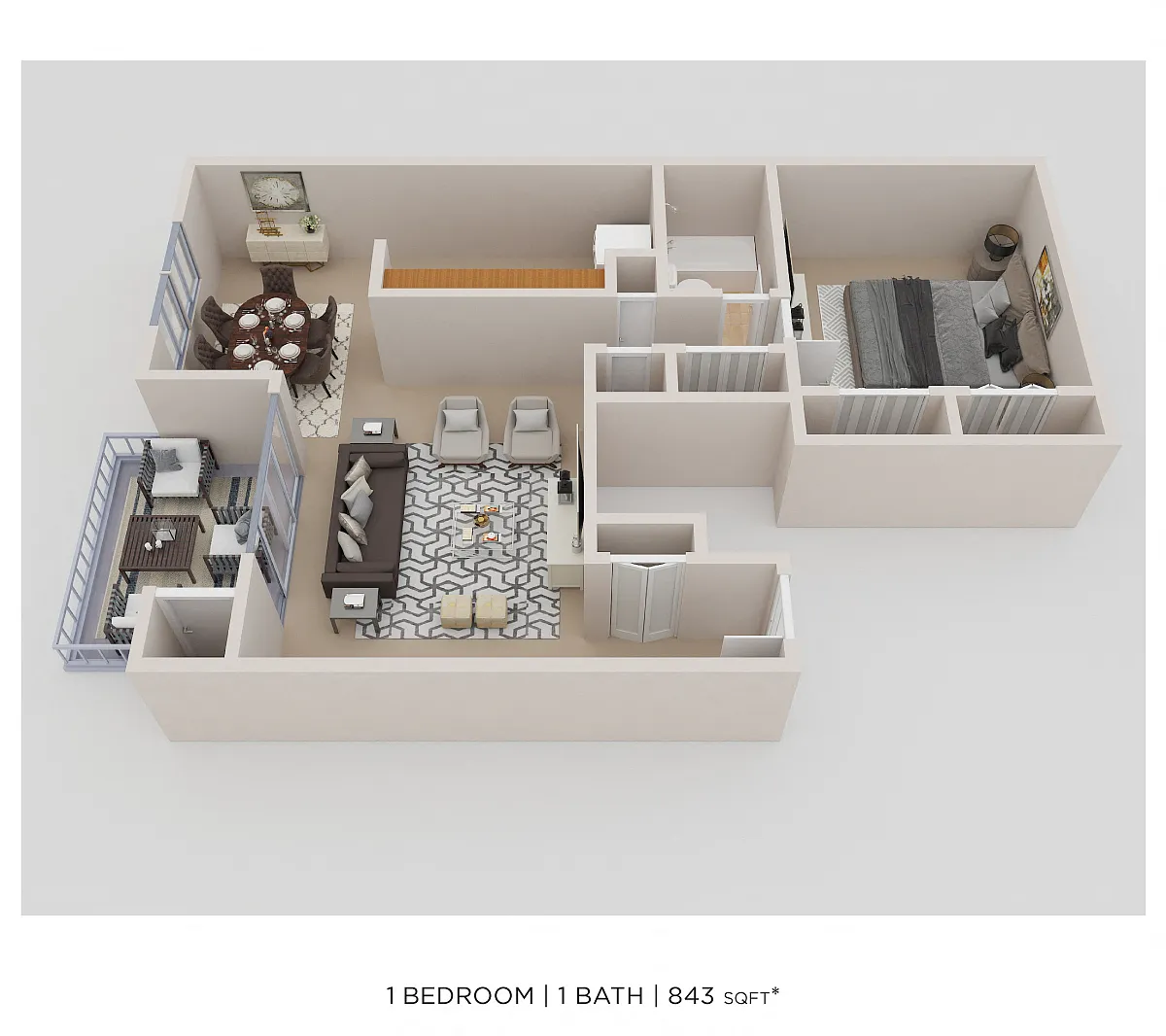 Floor plan One Bedroom - 843 sqft