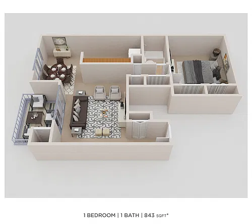 Floor plan One Bedroom - 843 sqft