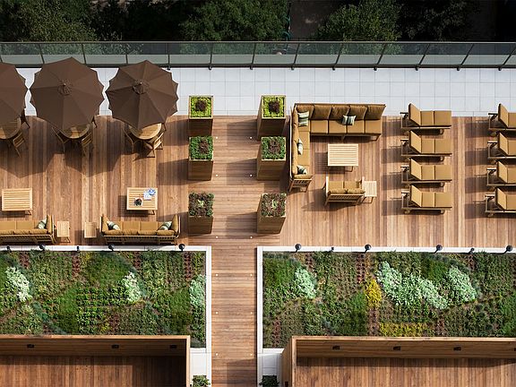 Landscaped rooftop sun terrace