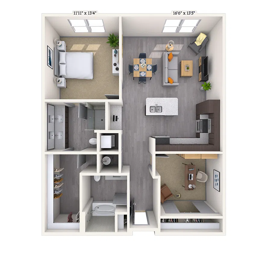 Floor plan Traditional 2x2 971-1085 SF