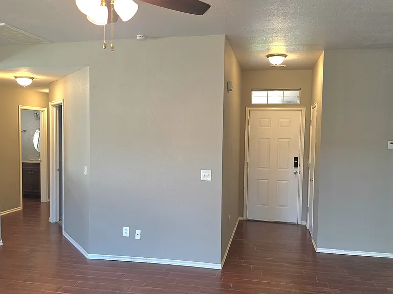 Entrance door (right), Hallway to the 2nd & 3rd rooms (left)