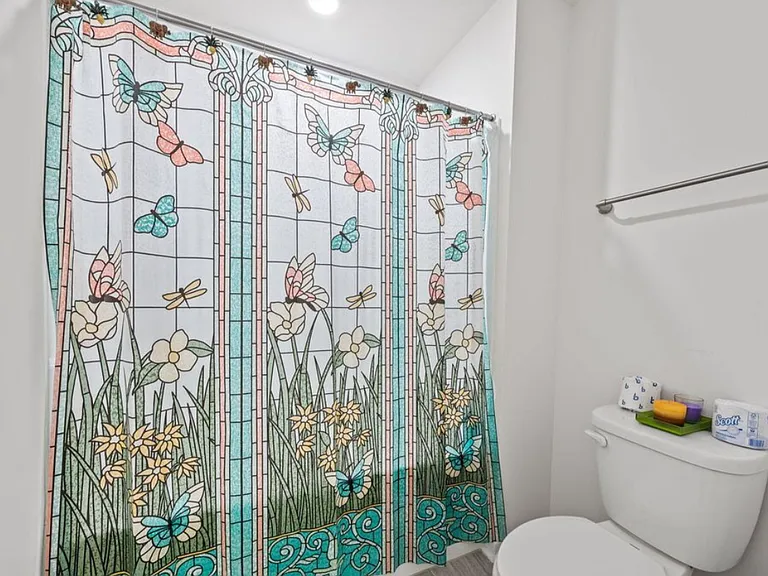Upstairs bathroom with private shower/toilet area