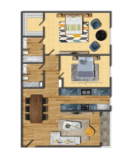 Floor plan Two Bedroom (Large)