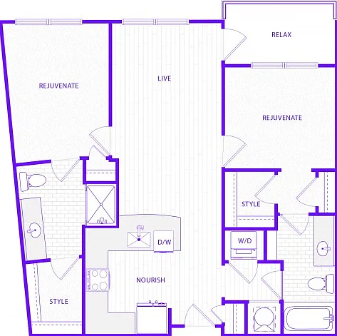Two Bedroom Two Bath (1065 SF) Two Bedroom Two Bath (1065 SF)