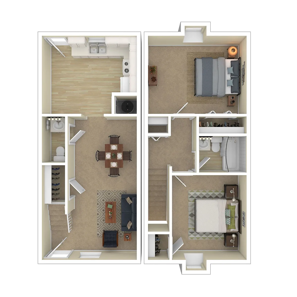 Floor plan 2B 1.5 BA