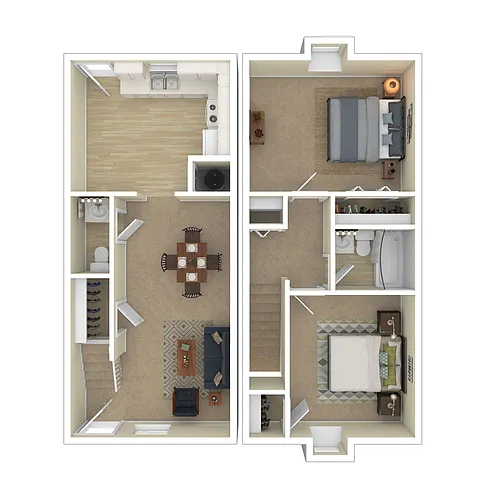 Floor plan 2B 1.5 BA