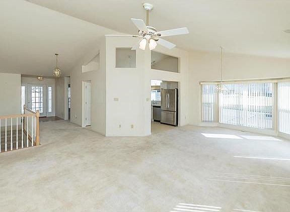 View from great room of entry, kitchen and dining room.