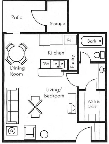 Floor plan Studio With Patio
