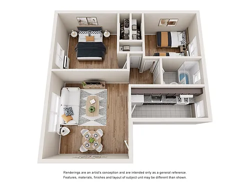 Floor plan 2 Bedroom 1 Bath