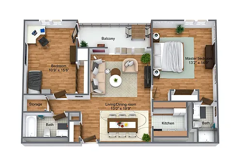 Floor plan 2 Bedroom 2 Bathroom