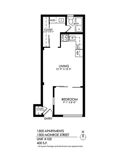 Floor plan One Bedroom, One Bath