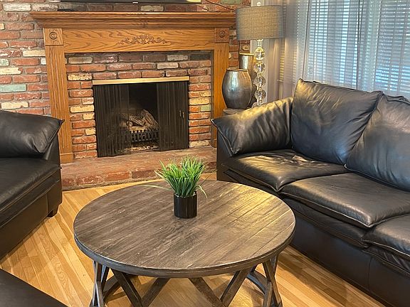 Living room with a fireplace