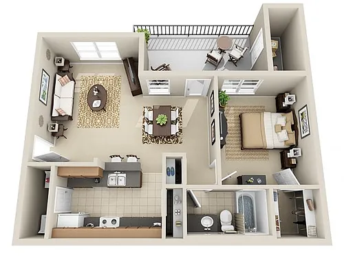 Floor plan One Bedroom A2
