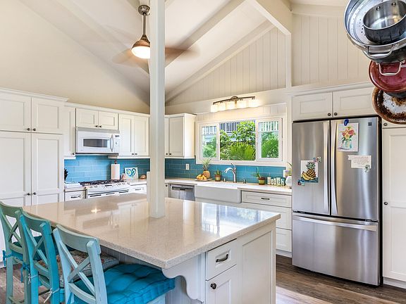 Kitchen and island space.