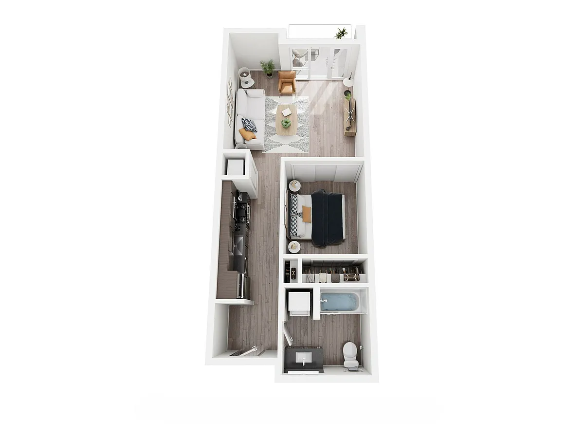 Floor plan Urban 1 Bed, 1 Bath - L