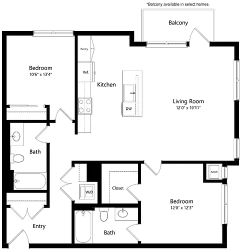 Floor plan B10 Two Bedroom