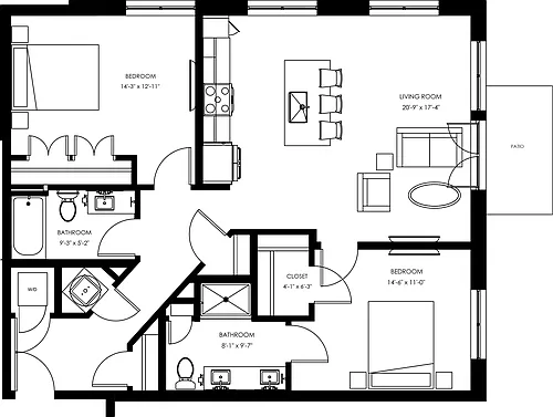 Floor plan B9 - Two Bedroom